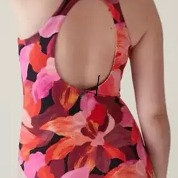 Athleta Maldives One Piece Swimsuit M Liana Floral Mauve Racer Tank High Neck - Picture 4 of 8